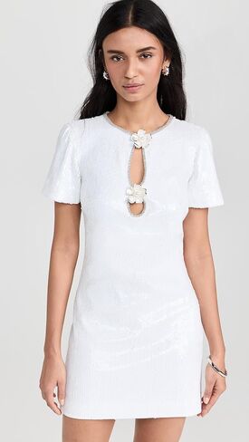 Self Portrait Women's White Sequin Mini Dress in Kuwait