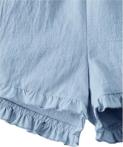 OYOANGLE Girl's 2 Piece Outfits Ruched Frill Trim Sleeveless Spaghetti Straps Cami Top and Elastic Waist Shorts Set in Saudi Arabia