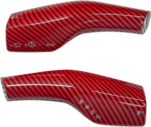 Car Gear Shift Lever Cover, Protective Cover for Lights/Wiper and Gear Levers, Designed for Tesla Model 3&Y, Shift Cover Gear Lever Decorative Cover, Carbon Fiber Pattern, Glossy Red in Saudi Arabia
