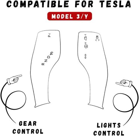Car Gear Shift Lever Cover, Protective Cover for Lights/Wiper and Gear Levers, Designed for Tesla Model 3&Y, Shift Cover Gear Lever Decorative Cover, Carbon Fiber Pattern, Glossy Red in Saudi Arabia
