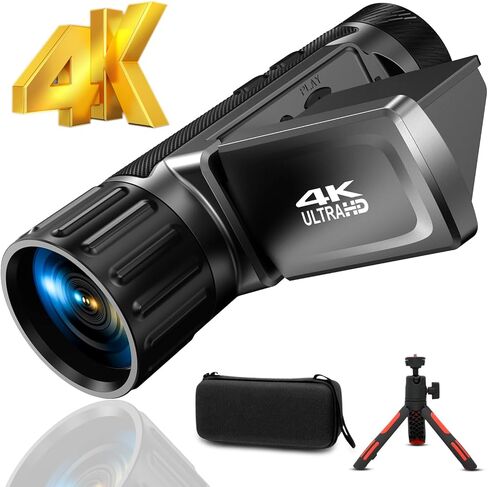 3 in 1 Monocular/Camera/Camcorder, Max 4000ft 104X Digital Telescope with 3.0" Screen/Hood/Battery/SD Card/Case, 4K Video /48MP Photo/Timelapse Recording Telescope Camera for Hunting in Kuwait