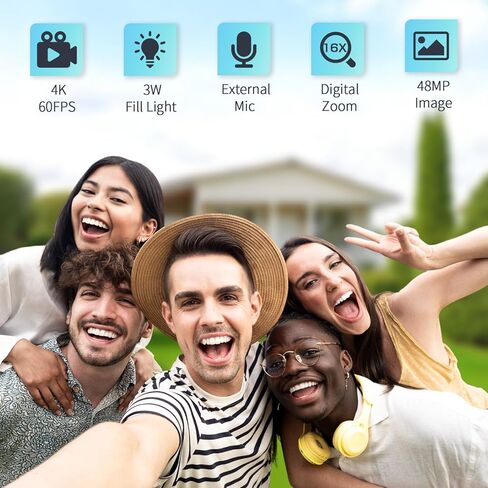 4K Video Camera Camcorder Beginner - 4K 60FPS Video Recorder, 48MP Photo, 3.0" Flip Screen, 18X Digital Zoom, 4K Digital Camcoder with SD Card, External Mic, Handgrip, 2 Batteries, Hood in Kuwait