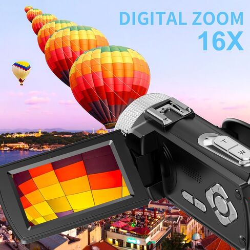 4K Video Camera Camcorder Beginner - 4K 60FPS Video Recorder, 48MP Photo, 3.0" Flip Screen, 18X Digital Zoom, 4K Digital Camcoder with SD Card, External Mic, Handgrip, 2 Batteries, Hood in Kuwait