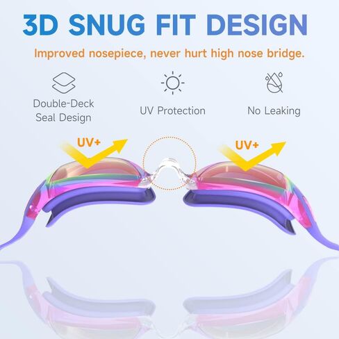 نظارات سباحة، نظارات سباحة مانعة للتسرب ومضادة للضباب للنساء والرجال والشباب البالغين in Kuwait