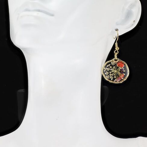 Handmade Flower Earrings Queen Anne's Lace Pressed Wildflower Earrings Dried Flower Earrings Pressed Flower Earrings Handmade Earrings Drop Dangle Earring Dry Flower Earrings for Women in Saudi Arabia