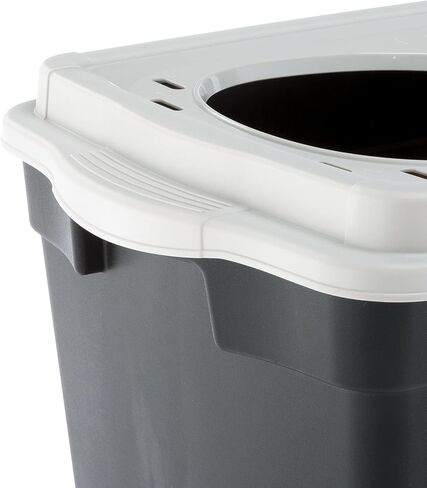 صندوق فضلات القطط من Ferplast Jumpy مع مدخل علوي؛ صندوق فضلات مضاد للكلاب مع شبكة فضلات علوية؛ 22.56 × 15.28 × 15.56؛ اسود وكريم in Kuwait