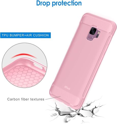 حافظة JETech رفيعة لهاتف Samsung Galaxy S9، غطاء هاتف رفيع ممتص للصدمات وتصميم من ألياف الكربون (أسود) in Kuwait