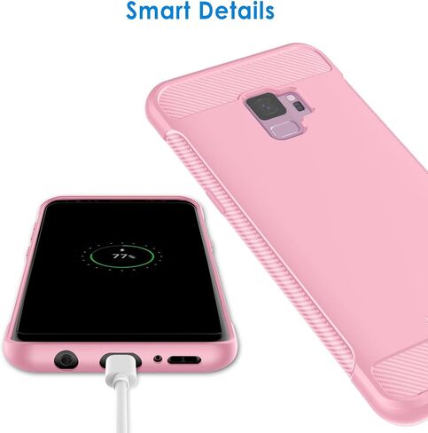 حافظة JETech رفيعة لهاتف Samsung Galaxy S9، غطاء هاتف رفيع ممتص للصدمات وتصميم من ألياف الكربون (أسود) in Kuwait