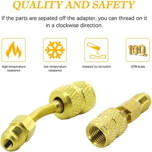 محول R410A مع قارنة توصيل سريعة أنثى مقاس 5/16 بوصة SAE وتوهج ذكر SAE مقاس 1/4 بوصة لمكيف الهواء ومحولات التبريد النحاسية HVAC بما في ذلك محول مستقيم ومحول زاوية واحد in Kuwait