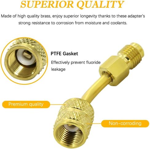 محول R410A مع قارنة توصيل سريعة أنثى مقاس 5/16 بوصة SAE وتوهج ذكر SAE مقاس 1/4 بوصة لمكيف الهواء ومحولات التبريد النحاسية HVAC بما في ذلك محول مستقيم ومحول زاوية واحد in Kuwait