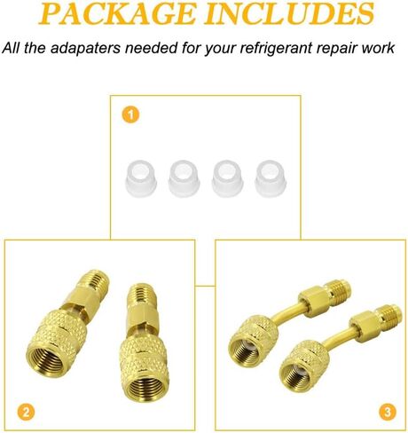 محول R410A مع قارنة توصيل سريعة أنثى مقاس 5/16 بوصة SAE وتوهج ذكر SAE مقاس 1/4 بوصة لمكيف الهواء ومحولات التبريد النحاسية HVAC بما في ذلك محول مستقيم ومحول زاوية واحد in Kuwait