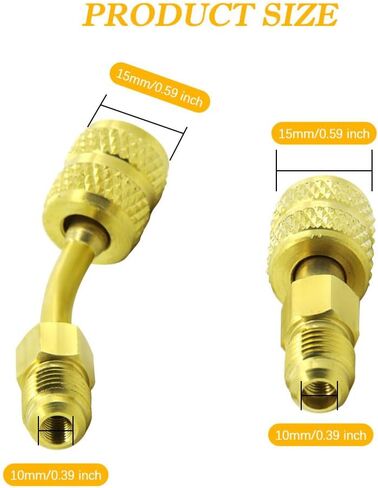 محول R410A مع قارنة توصيل سريعة أنثى مقاس 5/16 بوصة SAE وتوهج ذكر SAE مقاس 1/4 بوصة لمكيف الهواء ومحولات التبريد النحاسية HVAC بما في ذلك محول مستقيم ومحول زاوية واحد in Kuwait