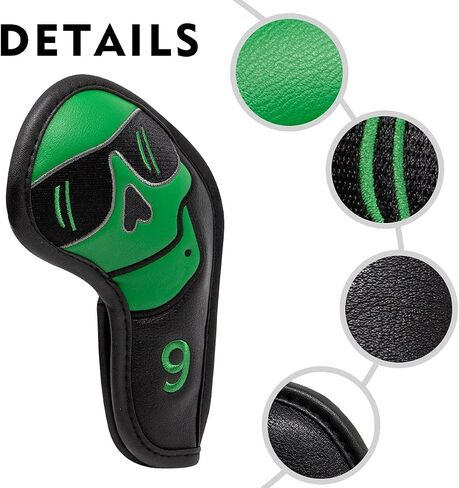 Large Skeleton Golf Club Covers, Iron Covers 10pcs/ Set, Leather Golf Iron Club Head Cover Headcover Set for Men fits Mizuno, Ping, Taylormade All Brand in Saudi Arabia