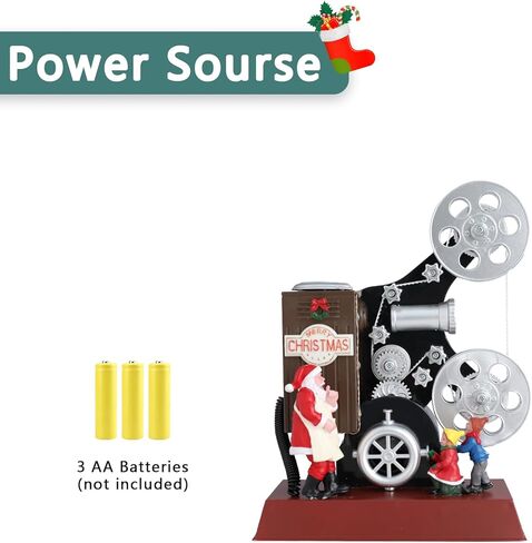 جهاز عرض فيلم MUMTOP Vintage Christmas Village، أضواء LED ملونة تضيء سانتا كلوز وتماثيل جنوم، ديكور منزلي موسيقي عتيق لسطح المكتب in Kuwait