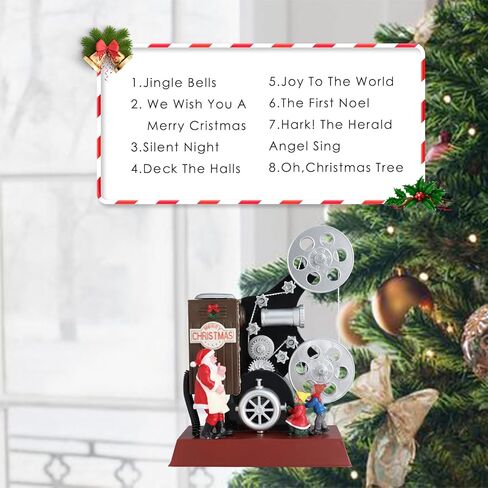 جهاز عرض فيلم MUMTOP Vintage Christmas Village، أضواء LED ملونة تضيء سانتا كلوز وتماثيل جنوم، ديكور منزلي موسيقي عتيق لسطح المكتب in Kuwait
