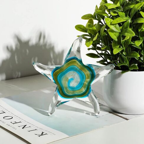 Hand Blown Art Glass Starfish Paperweight Glass Star Fish Figurines for Home Decor Gift in Kuwait