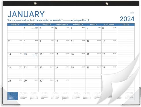 Desk Calendar 2024 - Large 2024 Desk Calendar, Jul. 2023 - Dec. 2024, 22" x 17", 18 Months Planning, Large Ruled Blocks, Tear Off Design, 2 Corner Protectors & 2 Hanging Hooks - Blue in Saudi Arabia