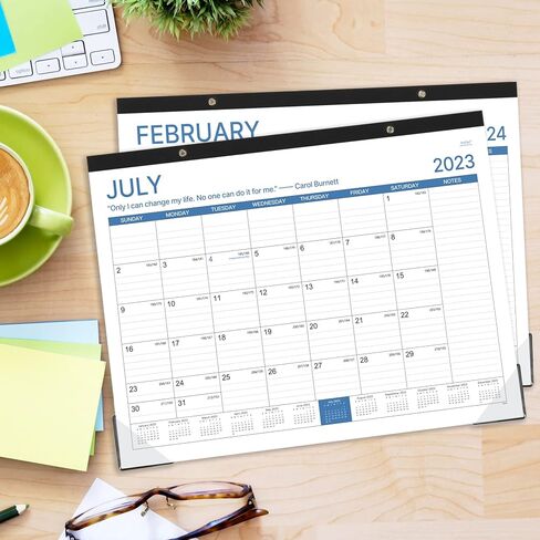 Desk Calendar 2024 - Large 2024 Desk Calendar, Jul. 2023 - Dec. 2024, 22" x 17", 18 Months Planning, Large Ruled Blocks, Tear Off Design, 2 Corner Protectors & 2 Hanging Hooks - Blue in Saudi Arabia
