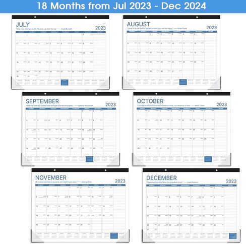 Desk Calendar 2024 - Large 2024 Desk Calendar, Jul. 2023 - Dec. 2024, 22" x 17", 18 Months Planning, Large Ruled Blocks, Tear Off Design, 2 Corner Protectors & 2 Hanging Hooks - Blue in Saudi Arabia