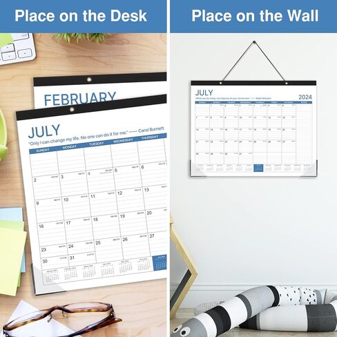 Desk Calendar 2024 - Large 2024 Desk Calendar, Jul. 2023 - Dec. 2024, 22" x 17", 18 Months Planning, Large Ruled Blocks, Tear Off Design, 2 Corner Protectors & 2 Hanging Hooks - Blue in Saudi Arabia