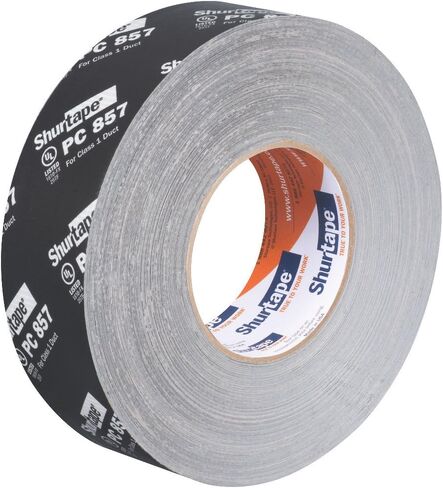 شريط لاصق Shurtape PC 857 UL 181B-FX من القماش المطبوع المقاوم للماء HVAC، يُستخدم لإغلاق الدرزات والانضمام إلى قناة مرنة من الفئة 1، 48 مم × 55 مترًا، مطبوع معدني فضي، لفة واحدة (101015) in Kuwait