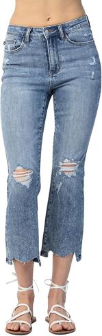 Judy Blue Women's High Waist Chew Hem Bootcut Jeans in Saudi Arabia