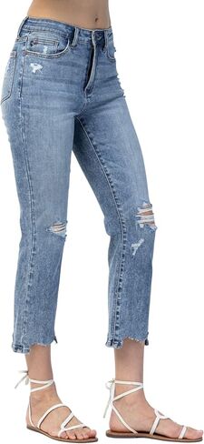 Judy Blue Women's High Waist Chew Hem Bootcut Jeans in Saudi Arabia