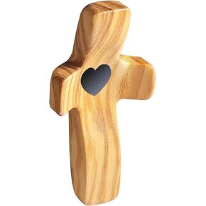 Rotroyce Cross My Heart Encouragement Gift, Small Wooden Hand Held Cross, Wooden Pocket Hand Held Cross For Praying (Black Walnut 10pcs)