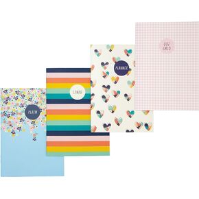 Pukka Pad, Carpe Diem 32 Page A6 Notebook 4 Pack – Includes Plain, Lined, Dotted, and Planner Notebooks – Feathers