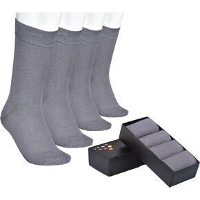 Mens Crew Socks - Rayon Dress Socks For Men With Gift Box (4 Pairs)