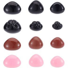 GORGECRAFT 120PCS 12 Styles Large Plastic Dog Safety Craft Noses Crochet Doll Noses with Spacer Craft Nose for Stuffed Animals with Washers Locking Mechanism for Amigurumi Puppet Plush ToyBear