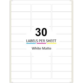Address Labels with Self Adhesive for Laser & Inkjet Printers, 1 x 2.62 Inch, White, (750 Labels/25 Sheets)