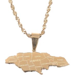 BR Gold Jewelry Stainless Steel Map of Jamaica With City Pendant Necklaces for Women Girl