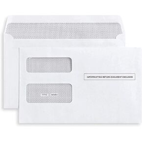 Tax Envelopes Self-Seal For 1099 MISC, 1099-R & DIV - INT, Double-Window Security For Quickbooks or Tax Software - 5 5/8 Inch x 9 Inch, Pack of 50 Envelopes