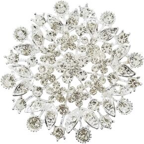 Pack of 3 Floriated Round Rhinestone Crystal Brooch Pin for Dress, Suit, Sweater Embellishments, DIY Wedding Bouquet Cake Dress Corsage Boutonniere Decoration