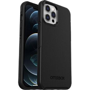 OtterBox iPhone 12 and 12 Pro Symmetry Series+ Case - Black, ultra-sleek, snaps to MagSafe, raised edges protect camera & screen