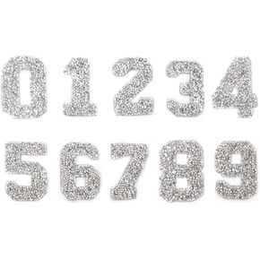 Honbay 10PCS Number 0-9 Rhinestone Patches Appliques Clothing Repair Decoration Patches for DIY Accessory