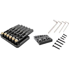 Alnicov 6 Strings Saddle Headless Guitar Bridge With nut plate bridg plate small wrench for Headless Guitar Accessories Black