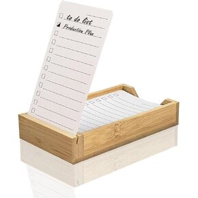 Daily To Do List Planner, Daily ToDo Checklist Cards and Bamboo Stand, 50 To Do Cards, Productivity System Planners Notebook for Work Office Accessories