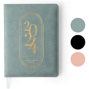 Rileys & Co 2024 Weekly Planner - Premium Annual Weekly & Monthly Agenda Planner, Jan - Dec 2024, Flexible Cover, Notes Pages, Twin-Wire Binding (8.5 x 11-Inches, Black)