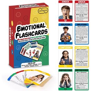 Garybank Emotion Cards - 56 Social Emotions Flashcards Game for Toddlers & Kids - with Coping Skills - Speech Therapy & ABA Therapy Materials, Social Worker, Teacher and School Counselor Gifts
