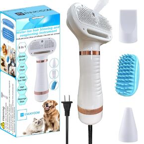 Pet Grooming Hair Blow Dryer 300 Watts for Small and Medium Dogs and Cats -Pet Hair Dryer for Dogs Grooming at Home- Pet Hair Removal Comb plus Blue Silicone Pet Wash & Massage Brush