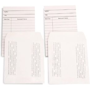 Hygloss Products, White, Hygloss Library Cards & Non-Adhesive Pockets Combo, Each/300 Pieces, 150 Sets