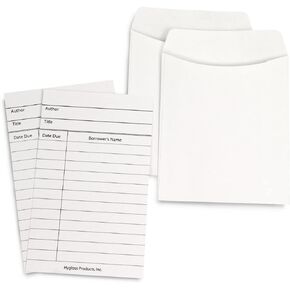 Hygloss Products, White, Hygloss Library Cards & Non-Adhesive Pockets Combo, Each/300 Pieces, 150 Sets