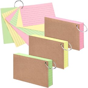 270PCS Index Cards with Ring, Blank Index Cards Lined Colorful Flashcards Ruled Note Cards for Office School Home