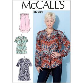 McCall's Patterns M7324 Misses' Half Placket Tops and Tunic, Size E5 (14-16-18-20-22)