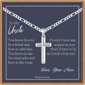 Graduation Gifts - Cross Necklace Gifts for Men Him, Silver/Black/Gold Figaro Chain Cross Necklace Gift for Dad Son Anniversary Birthday Gifts for Dad Son Husband Boyfriend from Daughter Wife