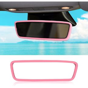 Car Rear View Mirror Silicone Protector Cover, Compatible with Model 3/Y, Auto Interior Mirror Decoration Frame, Car Accessories (Pink)