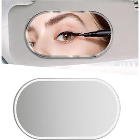 Car Sun Visor Mirror, Stainless Steel Sun-Shading Cosmetic Mirror for Wife Girlfriend, 5.91"×3.15" Seatback Makeup Mirror Stick on Car Vanity, Car Accessories (Oval)