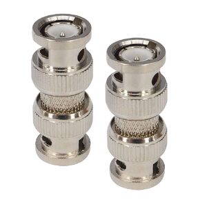 onelinkmore BNC Male to Male Coupler Connector M/M BNC Male Plug to Male Plug Adaptor Silver Coupler Connector BNC Male Coax Connector for CCTV RG59 Cable Security System Video Camera Pack of 2